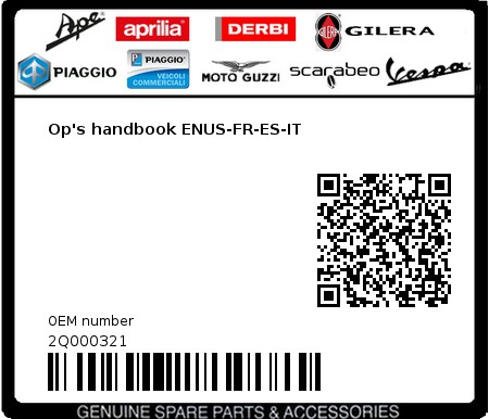 Product image: Aprilia - 2Q000321 - Op's handbook ENUS-FR-ES-IT 