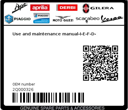 Product image: Aprilia - 2Q000326 - Use and maintenance manual-I-E-F-D-  0
