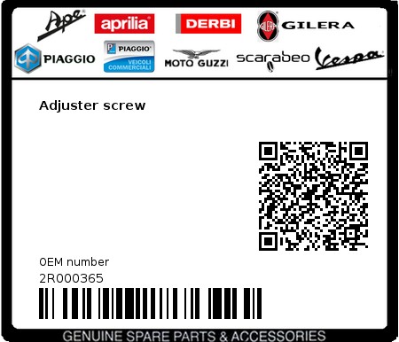 Product image: Aprilia - 2R000365 - Adjuster screw  0