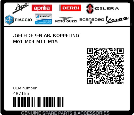 Product image: Aprilia - 487155 - .GELEIDEPEN AR. KOPPELING M01-M04-M11-M15  0