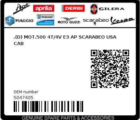 Product image: Aprilia - 5047405 - .(D) MOT.500 4T/4V E3 AP SCARABEO USA CAB 