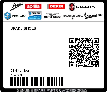 Product image: Aprilia - 56293R - BRAKE SHOES  