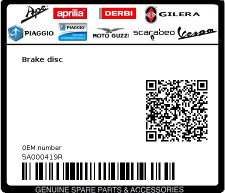 Product image: Aprilia - 5A000419R - Brake disc 