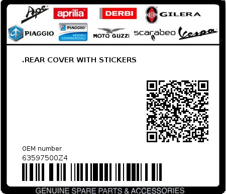 Product image: Aprilia - 63597500Z4 - .REAR COVER WITH STICKERS 