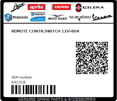 Product image: Aprilia - 642318 - REMOTE CONTR.SWITCH 12V-80A 