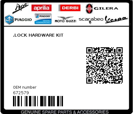 Product image: Aprilia - 672579 - .LOCK HARDWARE KIT  0