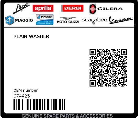 Product image: Aprilia - 674425 - PLAIN WASHER 