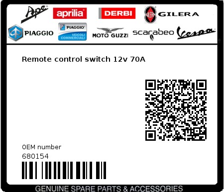 Product image: Aprilia - 680154 - Remote control switch 12v 70A  0