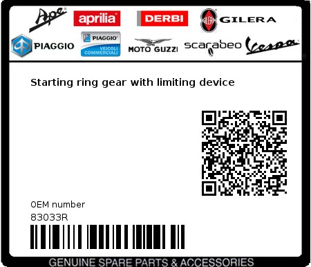 Product image: Aprilia - 83033R - Starting ring gear with limiting device 