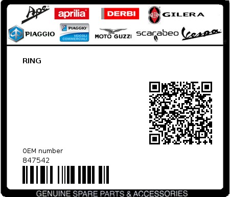 Product image: Aprilia - 847542 - RING 