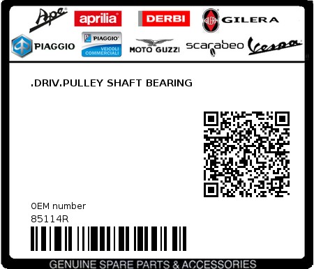 Product image: Aprilia - 85114R - .DRIV.PULLEY SHAFT BEARING 