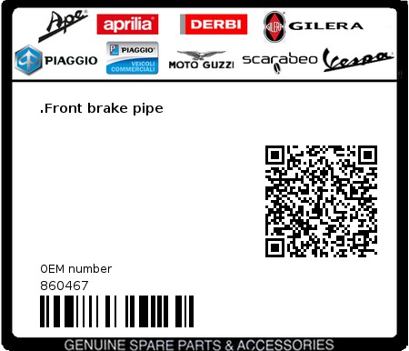 Product image: Aprilia - 860467 - .Front brake pipe 