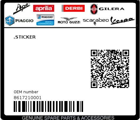 Product image: Aprilia - 8617210001 - .STICKER 