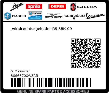 Product image: Aprilia - 86663700W3R5 - .windrechtergeleider RS SBK 09  0