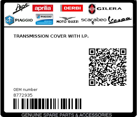 Product image: Aprilia - 8772935 - TRANSMISSION COVER WITH I.P. 