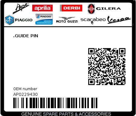 Product image: Aprilia - AP0229430 - .GUIDE PIN  0