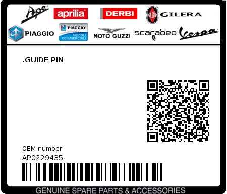 Product image: Aprilia - AP0229435 - .GUIDE PIN 