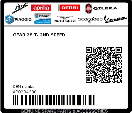 Product image: Aprilia - AP0234680 - GEAR 28 T. 2ND SPEED 