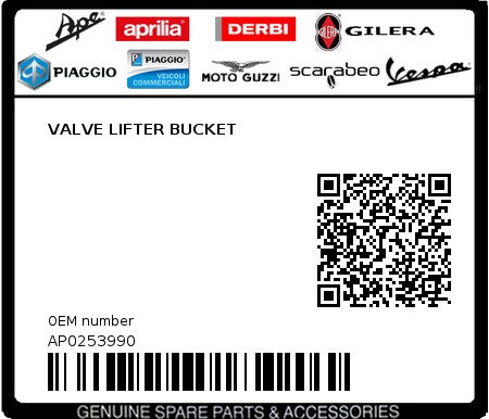 Product image: Aprilia - AP0253990 - VALVE LIFTER BUCKET  0