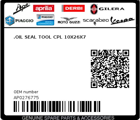 Product image: Aprilia - AP0276775 - .OIL SEAL TOOL CPL 10X26X7  0