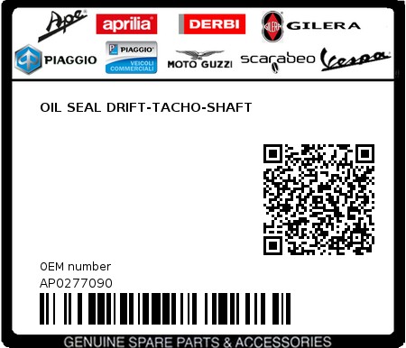 Product image: Aprilia - AP0277090 - OIL SEAL DRIFT-TACHO-SHAFT 