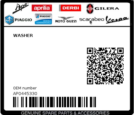 Product image: Aprilia - AP0445330 - WASHER 