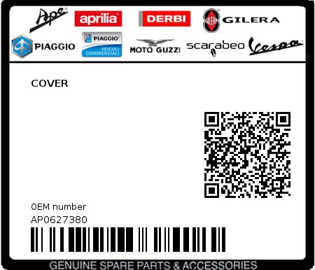 Product image: Aprilia - AP0627380 - COVER  0