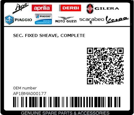 Product image: Aprilia - AP1BMA000177 - SEC. FIXED SHEAVE, COMPLETE 