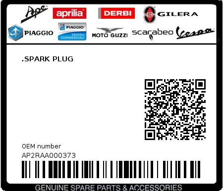 Product image: Aprilia - AP2RAA000373 - .SPARK PLUG 