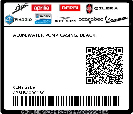 Product image: Aprilia - AP3LBA000130 - ALUM.WATER PUMP CASING, BLACK  0