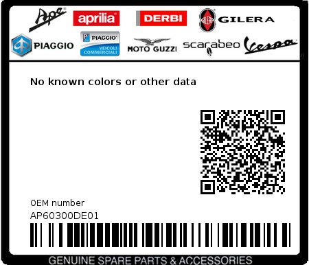 Product image: Aprilia - AP60300DE01 - No known colors or other data 