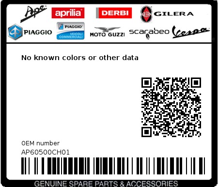 Product image: Aprilia - AP60500CH01 - No known colors or other data 