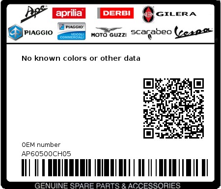 Product image: Aprilia - AP60500CH05 - No known colors or other data 