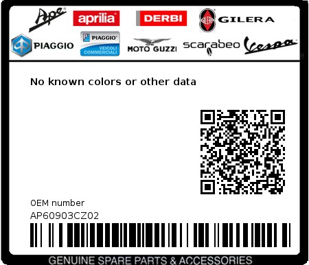 Product image: Aprilia - AP60903CZ02 - No known colors or other data 