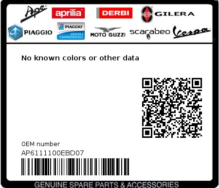 Product image: Aprilia - AP6111100EBD07 - No known colors or other data 