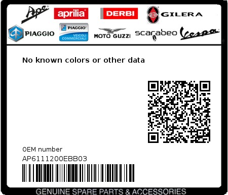 Product image: Aprilia - AP6111200EBB03 - No known colors or other data 