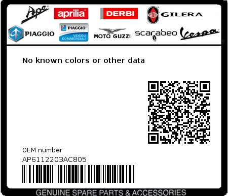 Product image: Aprilia - AP6112203AC805 - No known colors or other data  0