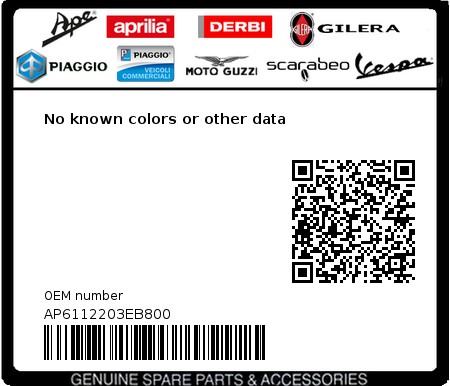 Product image: Aprilia - AP6112203EB800 - No known colors or other data  0