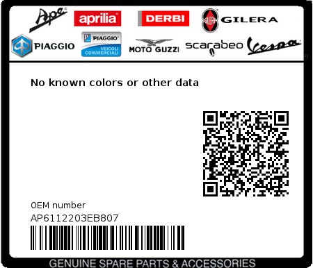 Product image: Aprilia - AP6112203EB807 - No known colors or other data 