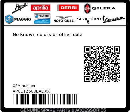 Product image: Aprilia - AP6112500EADXX - No known colors or other data  0