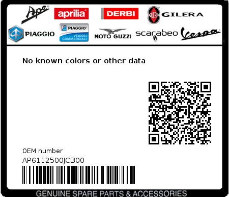 Product image: Aprilia - AP6112500JCB00 - No known colors or other data  0
