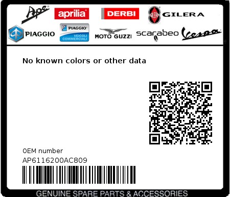 Product image: Aprilia - AP6116200AC809 - No known colors or other data 