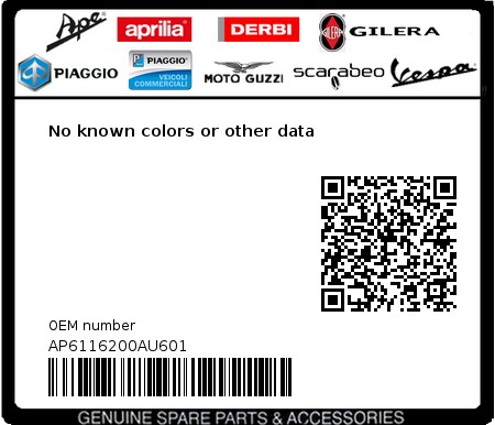 Product image: Aprilia - AP6116200AU601 - No known colors or other data 