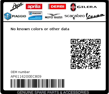 Product image: Aprilia - AP6116200EC809 - No known colors or other data 