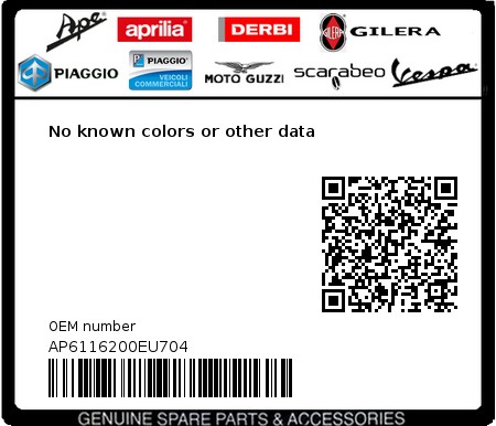 Product image: Aprilia - AP6116200EU704 - No known colors or other data 