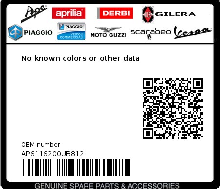 Product image: Aprilia - AP6116200UB812 - No known colors or other data 