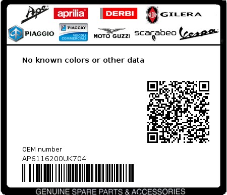 Product image: Aprilia - AP6116200UK704 - No known colors or other data 