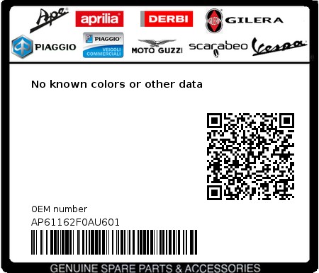 Product image: Aprilia - AP61162F0AU601 - No known colors or other data 