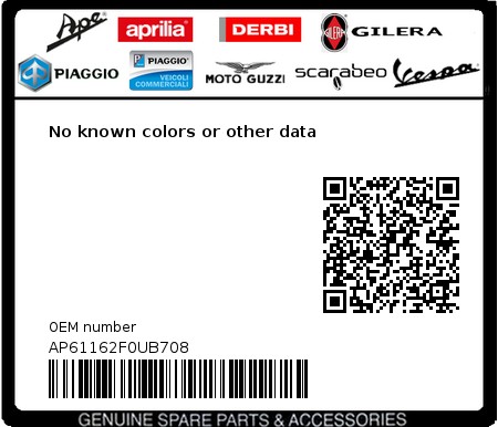 Product image: Aprilia - AP61162F0UB708 - No known colors or other data 