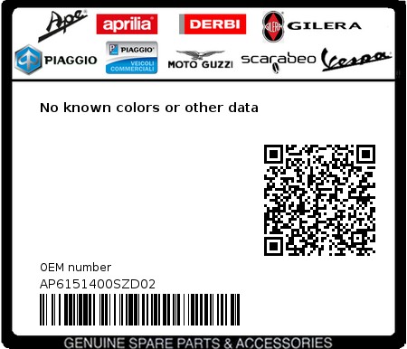 Product image: Aprilia - AP6151400SZD02 - No known colors or other data 